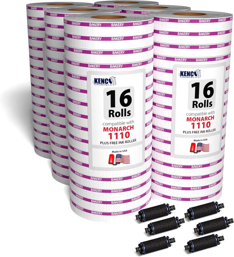 KENCO Labels by to Fit Monarch 1110 Price Gun – Made in The USA -Ink Rollers Included, Choose Your Color and Quantity (Bakery, 6 Sleeves 102,000 Labels) - Image 1
